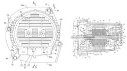 Generator with brackets with positioning holes for knock pins for axial alignment of a drive shaft and a rotary shaft