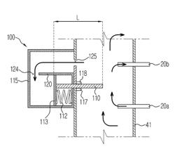 Heat exchanger utilizing device to vary cross section of header