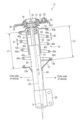 Strut-type suspension and compression coil spring for suspension