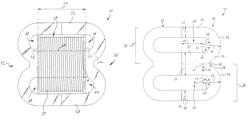 Magnetic component having a core structure with curved openings