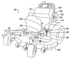 Stand on mower with pedestal handle deck height control