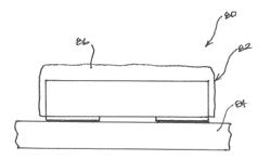 FLIP CHIP LIGHT EMITTING DIODE HAVING TRANSPARENT MATERIAL WITH SURFACE FEATURES