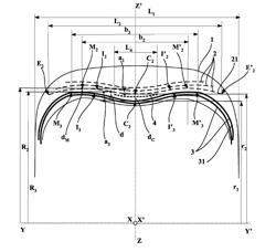 Aeroplane tire with crown and carcass both having a concave portion