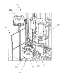 DEVICE AND TRANSPORT DEVICE FOR HANDLING TYRE BLANKS