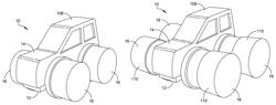 Toy vehicle having laterally expanding wheels