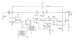 Switching power supply circuit having a switching element and a free-wheeling element and adapted to turn on or off at least the switching element