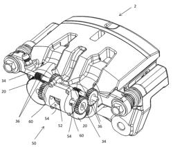 Electric park brake for a multiple piston caliper