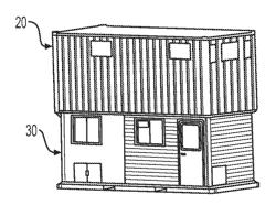 Transformation of shipping containers to two level buildings