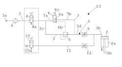 Device for feeding a fluid to a container, such as an actuator, assembly for activating or moving an object, as well as lifting device for a tyred wheel or a tyre