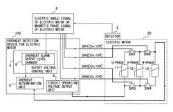 Overheat detection device for electric motor equipped with multiple PTC thermistors