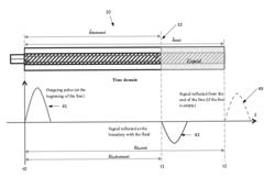 Floatless pulsed wave guide liquid level measurement