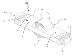 Self-balancing board with primary wheel and distal auxiliary wheel