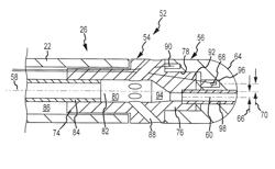 Irrigated ablation electrode assembly having off-center irrigation passageway