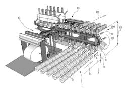 Device for distributing products in roll