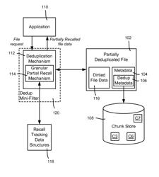 Granular partial recall of deduplicated files