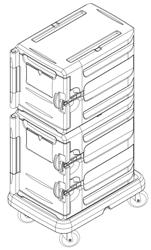 Front-loaded insulated transport cabinet