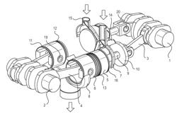 OPPOSED-PISTON COMPACT ENGINE WITH CRANKSHAFTS ROTATING ON A DIFFERENT PLANT TO THOSE OF THE CYLINDER AXES