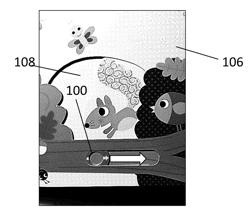 BOARD FOR USE AS A BOOK PAGE OR PUZZLE WITH MOVING COMPONENT THAT ALTERS AN ILLUSTRATION AND EXPOSES A SENSOR TO ACTIVATE A CORRESPONDING SOUND