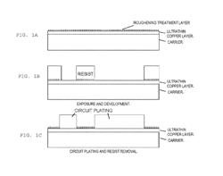 Carrier-attached copper foil, laminate, method for producing printed wiring board, and method for producing electronic device