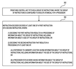 Decoding information about a group of instructions including a size of the group of instructions