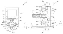 Gear chamfering device and gear processing machine equipped with said gear chamfering device