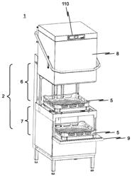 Dishwasher in the form of a commercial utensil washer or dishwasher which is designed as a batch dishwasher