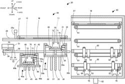 Screen printing device having conveyance section for discharging and introducing both the screen mask and board support member