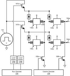 Array architecture for large scale integration of phase-change material (PCM) radio frequency (RF) switches