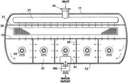 Water treating equipment providing coalescence and flotation within a single vessel