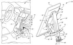 Assembly capable of deploying an electronic device having a display screen in a vehicle