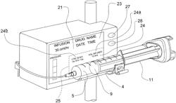 Syringe pump and array of syringe pumps with multi-zone electronic display