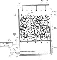 Sewage treatment system having a trickling filter with wash unit