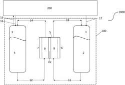 Flow battery with electrolyte rebalancing system