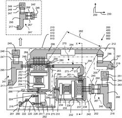 Amplifiers and amplifier modules with ground plane height variation structures