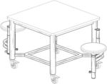 Table with attached stools