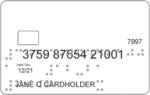 Financial services cards including braille