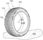 Tire with an insert configured to measure wear of a tread