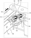 Locking Structure for a Rectilinear Center Rail for Opposite Sliding Doors