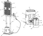 Apparatus for treatment of laundry including a base equipped with a removable reservoir