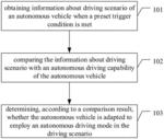 Method, apparatus, computer device and storage medium for autonomous driving determination