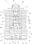 SHIP COMPRISING A SYSTEM FOR REDUCING THE VIBRATIONS ORIGINATING FROM THE CASING AND METHOD FOR BUILDING SAID SHIP