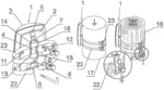 Multi-part universal housing having mounting device for fastening the housing