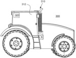 Agricultural machines comprising communication systems positioned adjacent a cab