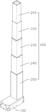 LIFTING COLUMN WITH LOW RETRACTED HEIGHT