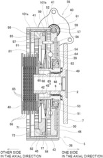 Motive power transmission route switching device and two-speed transmission