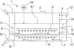 Apparatus for coating bulk material and including a material discharge regulator