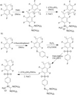 CATION EXCHANGE POLYMERS AND ANION EXCHANGE POLYMERS AND CORRESPONDING (BLEND) MEMBRANES MADE OF POLYMERS CONTAINING HIGHLY FLUORINATED AROMATIC GROUPS, BY WAY OF NUCLEOPHILIC SUBSTITUTION