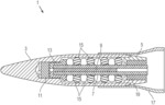 Projectile with pyrotechnically timed release of a secondary payload