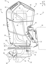 Outboard motor cowling with cooling water egress system