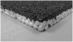 Floorings prepared from composites comprising expanded thermoplastic elastomer particles